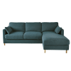 Canapé d'angle droit convertible 5 places bleu pétrole, matelas 14 cm